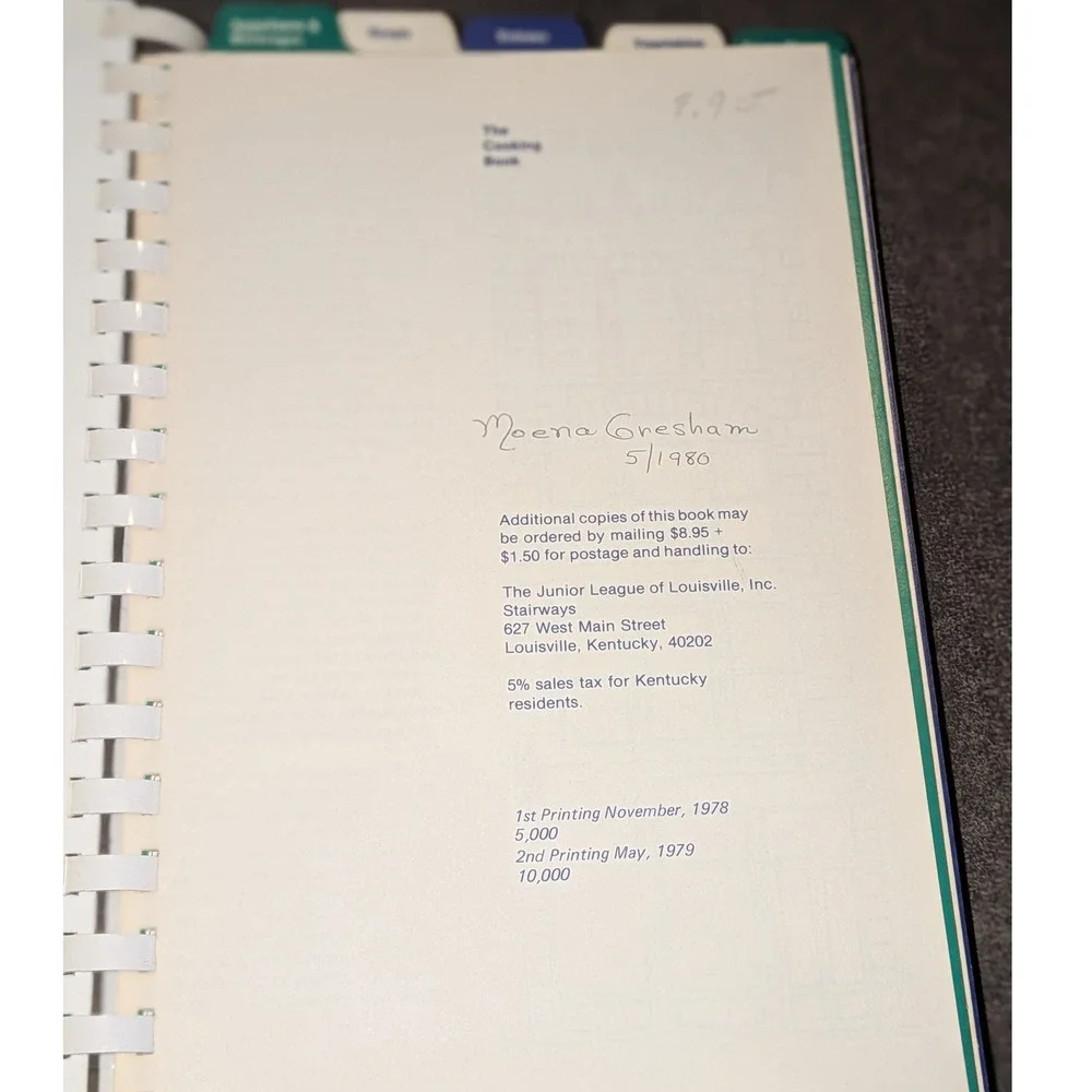Vintage The Cooking Book Junior League of Louisville Kentucky 1979 Spiral Bound